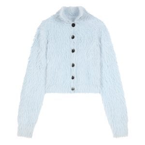 Korean Style Turtleneck Long Sleeve Knitted Sweater Coat for Women, Loose Fit Cardigan Top for Autumn and Winter Fashion