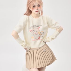 Korean-Style Two-Piece Knitted High-Waisted T-Shirt for Women - Short Sleeves, Unique Sweet and Spicy Ethereal Design