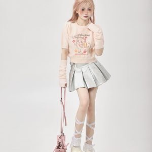 Korean-Style Two-Piece Knitted High-Waisted T-Shirt for Women - Short Sleeves, Unique Sweet and Spicy Ethereal Design