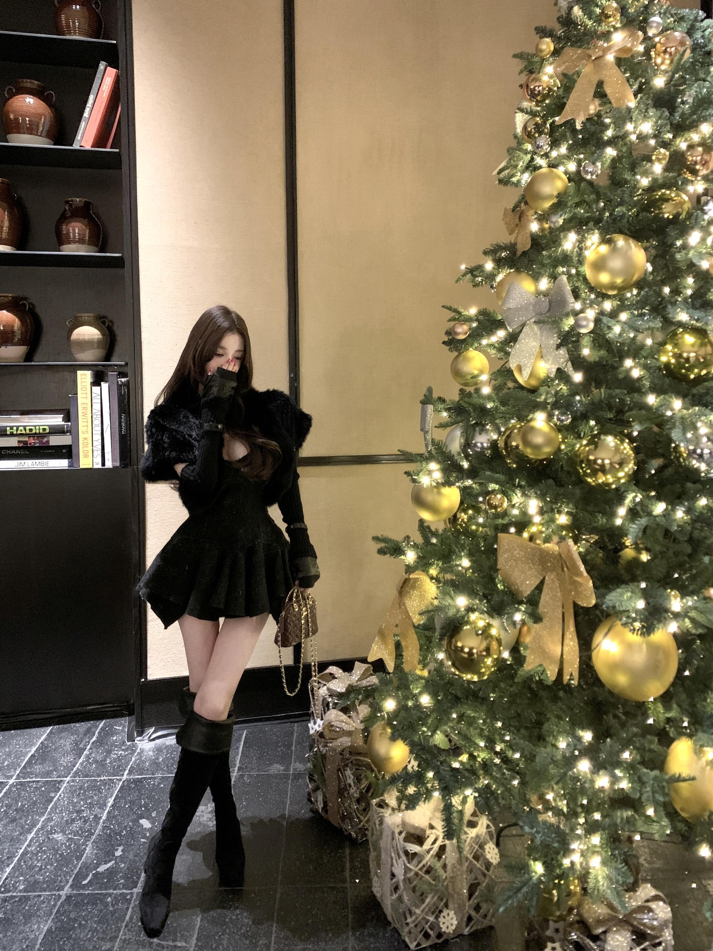 Korean-Style Two-Tone Genuine Leather Suede High-Heeled Slimming Boots - 90s Y2K Fashion Inspired