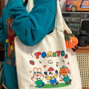 Korean-Style Versatile Canvas Tote Bag for Women, Cute Shoulder Bag with Large Capacity for Students and Everyday Use