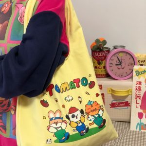 Korean-Style Versatile Canvas Tote Bag for Women, Cute Shoulder Bag with Large Capacity for Students and Everyday Use