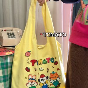Korean-Style Versatile Canvas Tote Bag for Women, Cute Shoulder Bag with Large Capacity for Students and Everyday Use