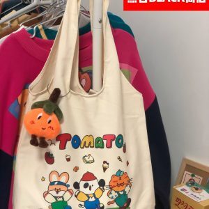 Korean-Style Versatile Canvas Tote Bag for Women, Cute Shoulder Bag with Large Capacity for Students and Everyday Use