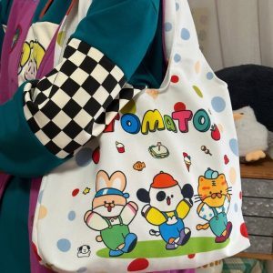 Korean-Style Versatile Canvas Tote Bag for Women, Cute Shoulder Bag with Large Capacity for Students and Everyday Use
