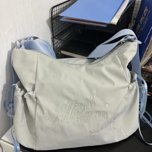 Korean Style Versatile Commuting Backpack, Large-Capacity Artistic Embroidered Crossbody Bag for Trendy Girls