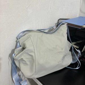 Korean Style Versatile Commuting Backpack, Large-Capacity Artistic Embroidered Crossbody Bag for Trendy Girls