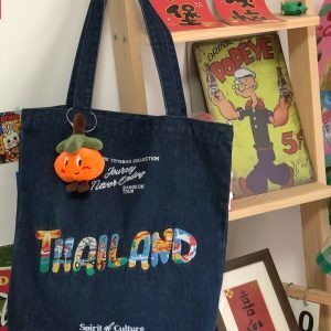 Korean-Style Versatile Denim Tote Bag for Women, Retro Large Capacity Commuter and Student Bag, Japanese-Inspired Fashion Accessory