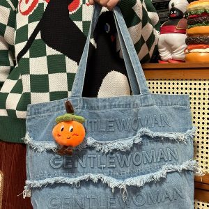Korean Style Vintage Denim Shoulder Bag - Large Capacity Retro Commuter Bag for Students, Perfect for Spring and Summer