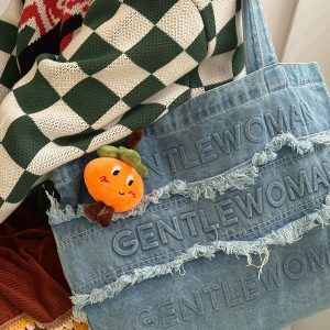 Korean Style Vintage Denim Shoulder Bag - Large Capacity Retro Commuter Bag for Students, Perfect for Spring and Summer
