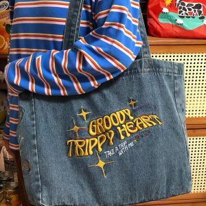 Korean Style Vintage Denim Shoulder Bag for Women - Versatile Large-Capacity Commuter & Student Bag for Spring/Summer