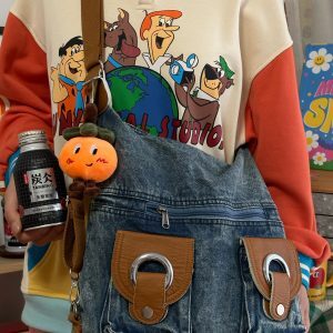 Korean-Style Vintage Large-Capacity Denim Crossbody Tote Bag for Women - Versatile College Student Backpack