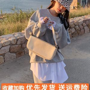 Korean Style Women's Sweatshirt and Long Skirt Set - Casual Two-Piece Outfit for Spring and Autumn 2025