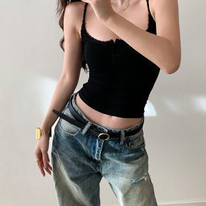 Lace Camisole Top for Women - Summer Sexy Outerwear in American Hot Girl Style, Perfect Base Layer for Y2K Fashion