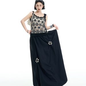 Lace Hollow Sleeveless Knitted Camisole - Women's Summer Korean-Style Loose Off-Shoulder Top