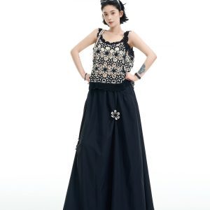 Lace Hollow Sleeveless Knitted Camisole - Women's Summer Korean-Style Loose Off-Shoulder Top