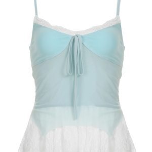 Lace Splicing V-Neck Irregular Tank Top - Slim Fit, Chest Shaping, Sleeveless Women's Top in Pure Desire Style