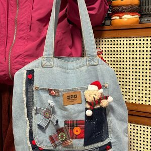Large Capacity Denim Crossbody Bag for Women - Handmade Commuter Tote, Cute Student Style, Y2K Fashion Accessory