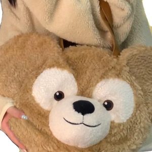 Large Capacity Duffy Bear Plush Backpack for Women - Furry Double Shoulder Tote & Crossbody Bag, Perfect for Commuting and Everyday Use