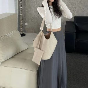 Large Capacity Irregular Bucket Bag - 2025 Fashion Versatile Casual Tote for Women, Trendy Internet Celebrity Style