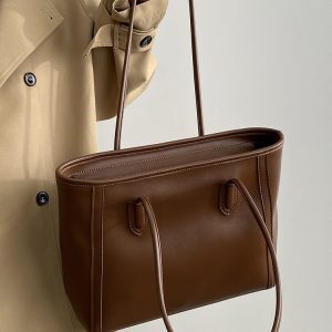 Large Capacity Korean Vintage Shoulder Tote Bag for Women - Niche Design Commuting Bag for Spring and Summer
