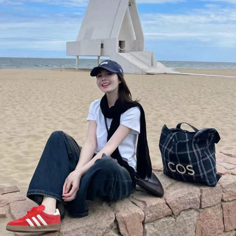 Large Capacity Letter Stripe Plaid Canvas Shoulder Bag for Women - 2024 Autumn Winter Fashion Commuter Tote for Students