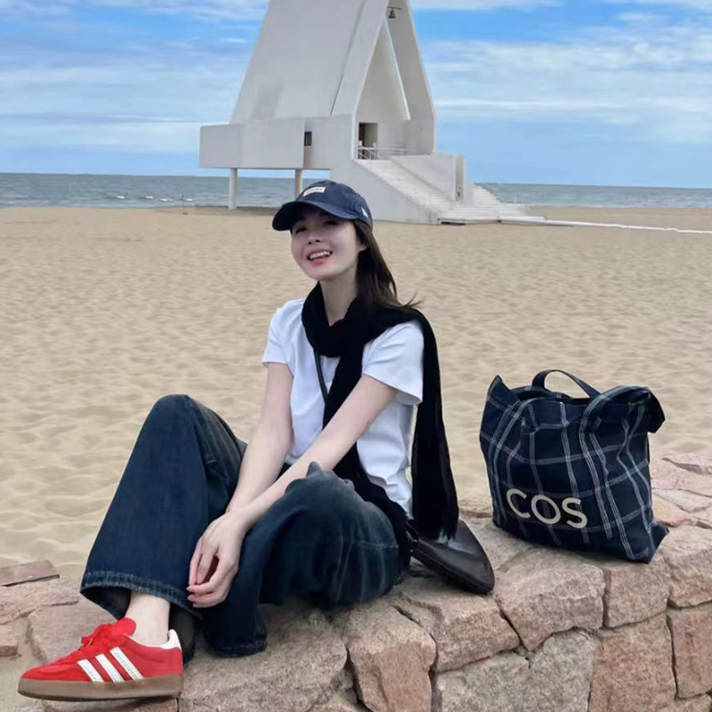 Large Capacity Letter Stripe Plaid Canvas Shoulder Bag for Women - 2024 Autumn Winter Fashion Commuter Tote for Students