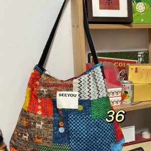 Large Capacity Patchwork Canvas Crossbody Tote Bag for Women - Denim Style Shoulder Bag for Students