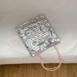 Large Capacity Silver Sequined Tote Bag - Versatile Commuting Shoulder Bag for 2025 Fashion