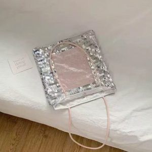 Large Capacity Silver Sequined Tote Bag - Versatile Commuting Shoulder Bag for 2025 Fashion