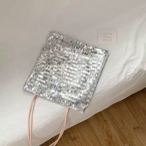 Large Capacity Silver Sequined Tote Bag - Versatile Commuting Shoulder Bag for 2025 Fashion