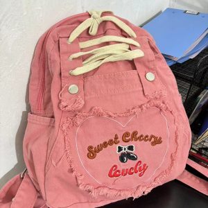 Large Capacity Sweet Denim Backpack for Students - Cute Niche Design Book Bag for Girls, Trendy 2024 Style