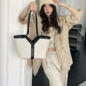 Large Capacity Y-Design Cotton-Linen Canvas Tote Bag for Lazy Shopping - 2025 Spring/Summer Fashion Essential