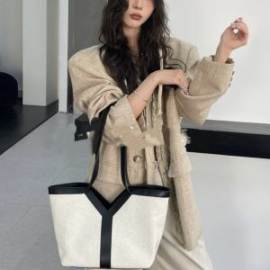 Large Capacity Y-Design Cotton-Linen Canvas Tote Bag for Lazy Shopping - 2025 Spring/Summer Fashion Essential