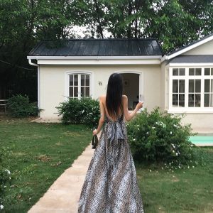 Leopard Print Backless Long Dress - Spicy Girl Style, Elegant Waist-Defining Design, European American Fashion, Sexy 90s Vibe