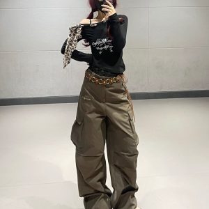 Leopard Print Lace-Up Off-Shoulder Long Sleeve Short Top for Women - American Style Jazz Dance T-Shirt with Lace Splicing