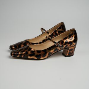 Leopard Print Mary Jane Shoes for Women - Small Square Toe, Shallow Mouth, One Strap, Slim Fit, Niche Designer Style