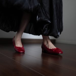 Leopard Print Square-Toed Low-Heeled Bow Shoes for Women, All-Season Commuting Style, Red Wedding Flats
