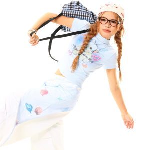 Light Blue American Vintage Cartoon Print Slim Fit Short T-Shirt - Trendy 90s Style, Perfect for Casual Outfits and Everyday Wear