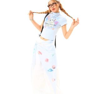 Light Blue American Vintage Drawstring Wide-Leg Casual Pants - Trendy Y2K Style, New Arrival, Buy 2 Get 1 Free Offer