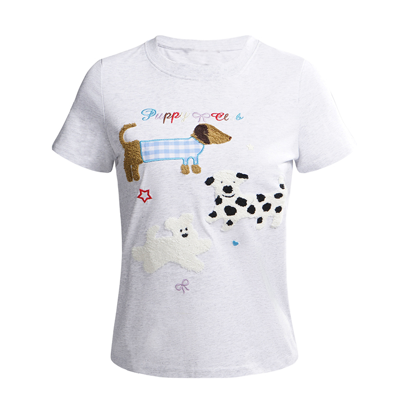 Light Blue American Vintage Hot Dog Print Loose Short Sleeve T-Shirt - Trendy Casual 90s Style Top, Perfect for Summer Outfits