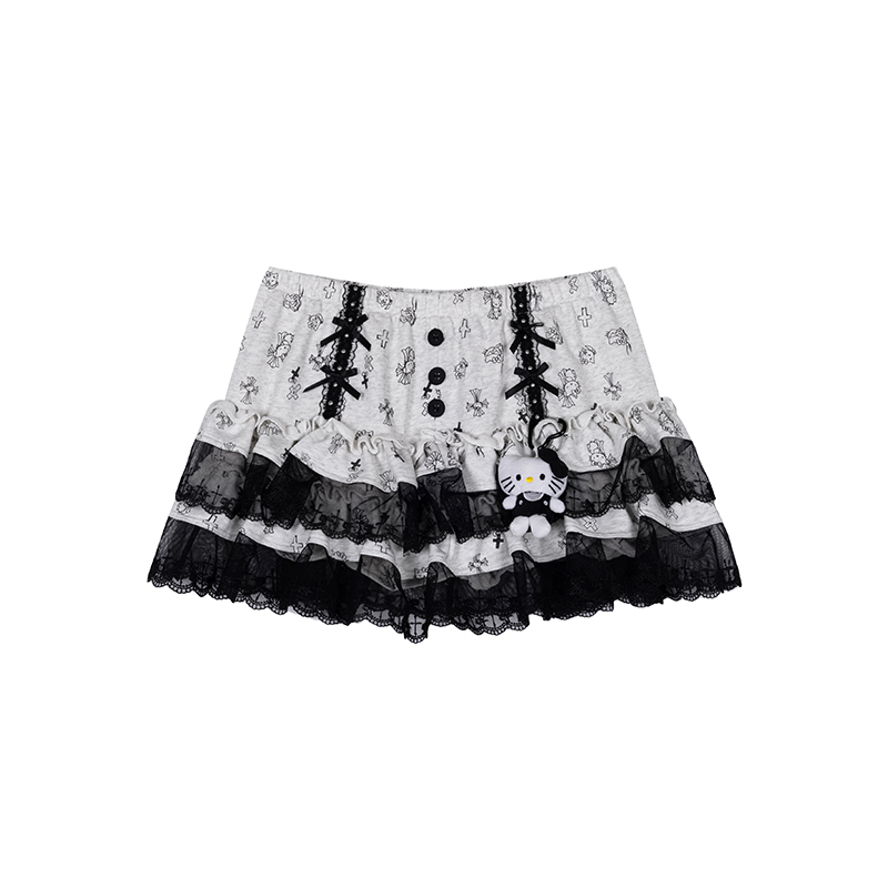Light Blue American Vintage Lace Trim Spliced Cake Skirt - 90s Inspired Design, Perfect for Spring and Summer Outfits