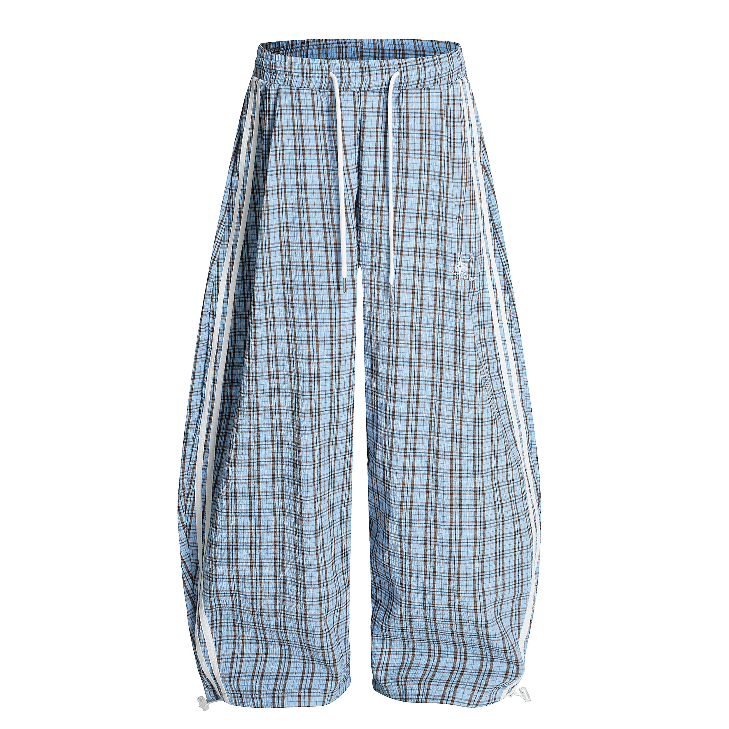 Light Blue American Vintage Plaid Loose Casual Long Pants - Trendy 90s Style, Comfortable Everyday Wear, Limited Time Offer