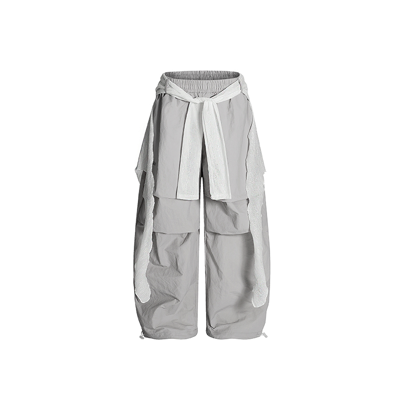Light Blue American Vintage Pleated Drawstring Casual Pants - 90s Inspired Fashion, Limited Time Buy 2 Get 1 Free Offer