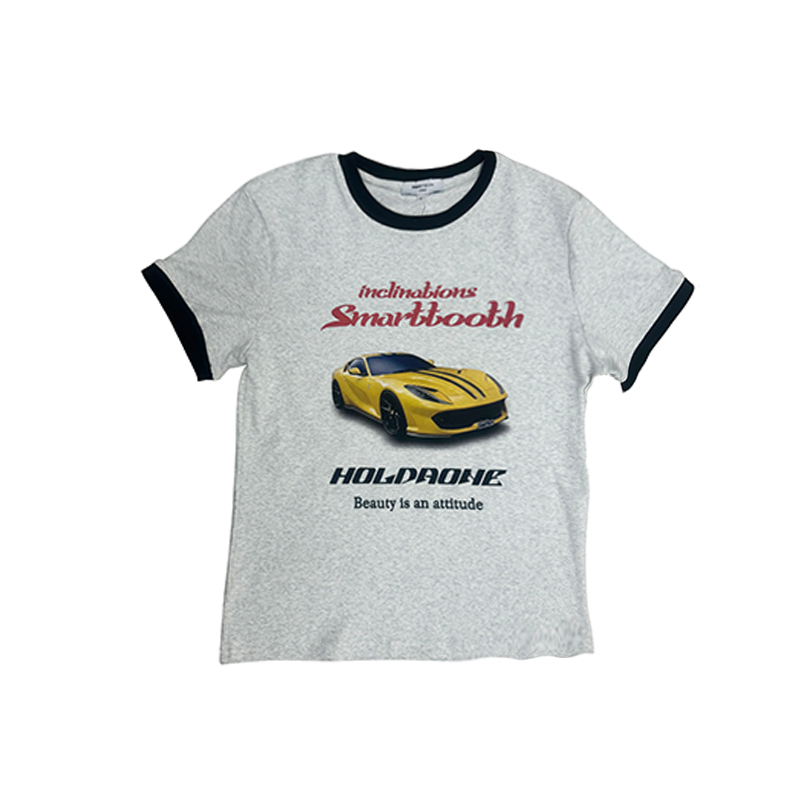 Light Blue American Vintage Racing Print Short Sleeve T-Shirt - 90s Retro Style, Limited Time Buy 2 Get 1 Free