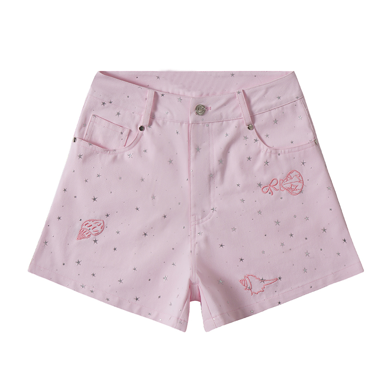 Light Blue American Vintage Star Patch Slimming Denim Shorts - Trendy Y2K Style, Perfect for Summer Outfits, Limited Time Offer