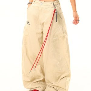 Light Blue Deconstructed Oversized Work Pants with Embroidery - American Vintage Style, Curved Blade Design, Buy 2 Get 1 Free Offer