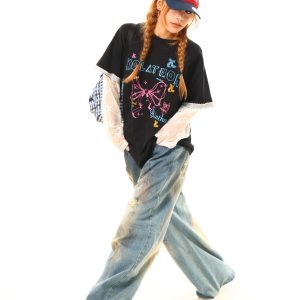 Light Blue Distressed Vintage Washed Denim Jeans - 90s Inspired, Buy 2 Get 1 Free, Limited Time Offer
