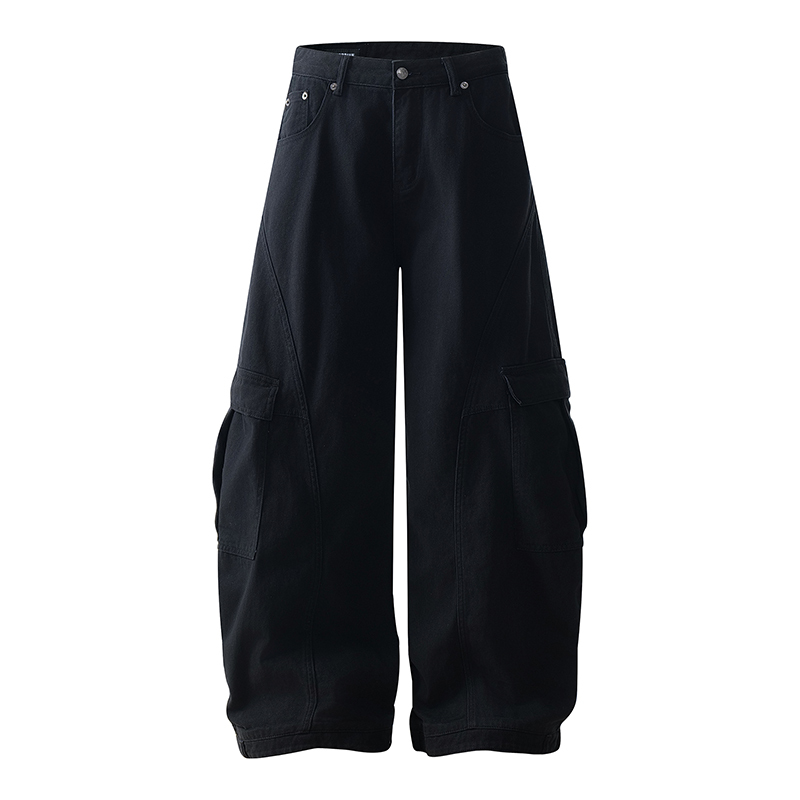 Light Blue Distressed Wide-Leg Denim Pants - Vintage Inspired Loose Fit Workwear for 90s Style Fashion