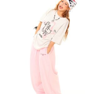 Light Blue Loose Short Sleeve T-Shirt with American Vintage Cartoon Print - Trendy 90s Inspired Style, Buy 2 Get 1 Free Limited Time Offer